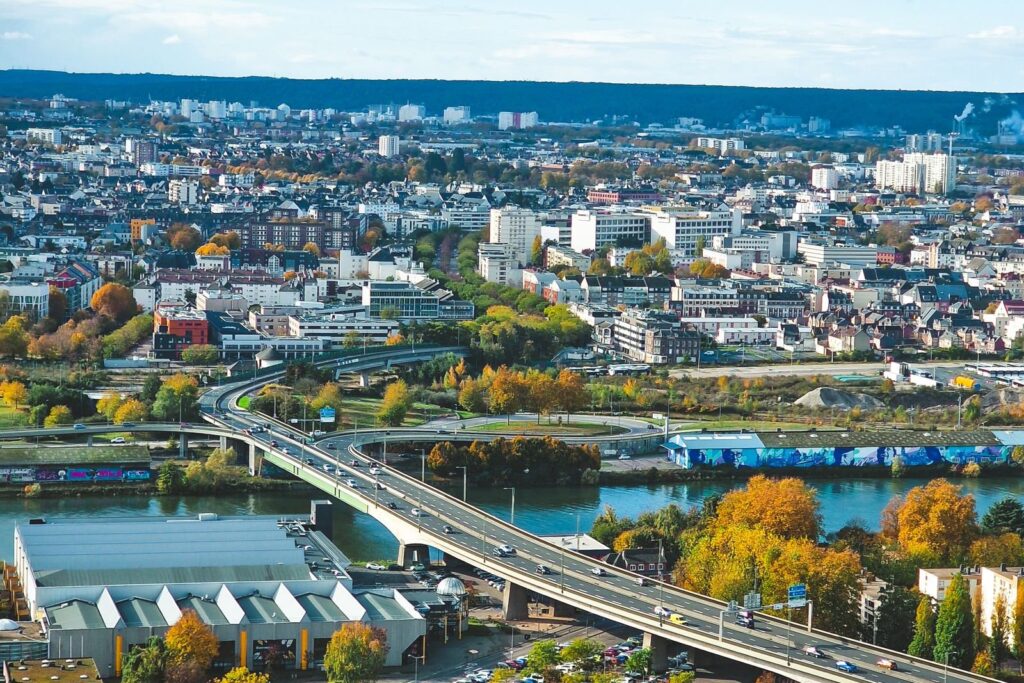 Rouen vue d'en haut, la Seine et les quais